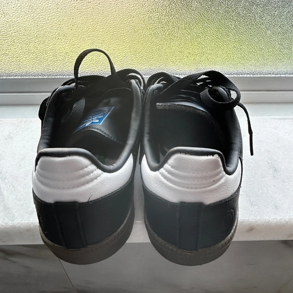 adidas Black & White Samba Sneakers with Gum Sole - Picture 12 of 13